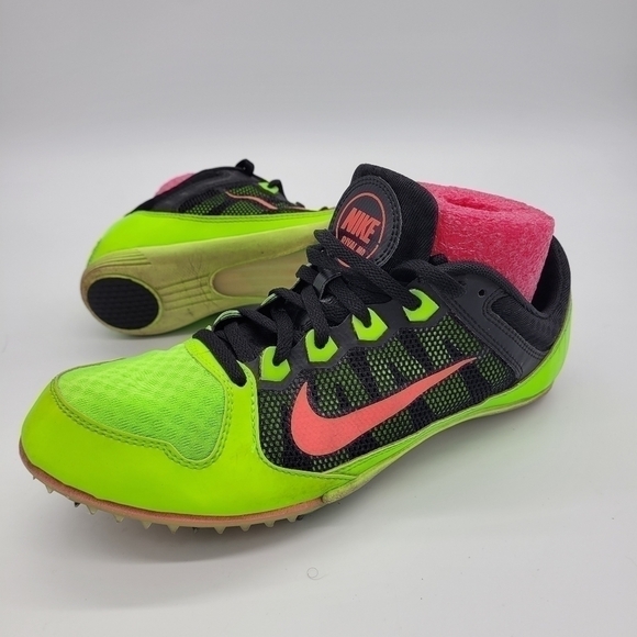 Nike Shoes Men 9.5 ZOOM Rival 7 MD Neon Green & Pink Track Cleats - Picture 9 of 13